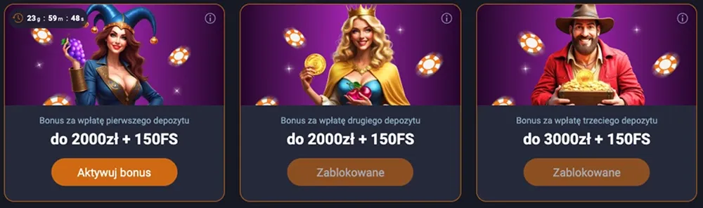 Ekran bonusów Vox Casino