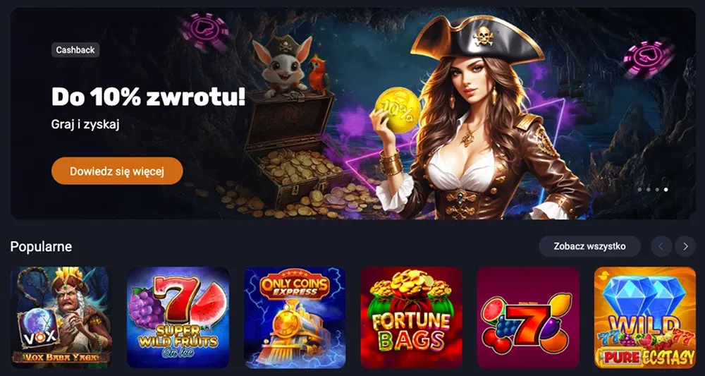 Ekran główny Vox Casino